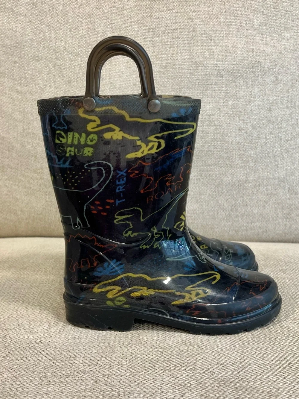 Member’s Mark 9/10 Toddler Boy Dinosaur Rain Boots Black Waterproof